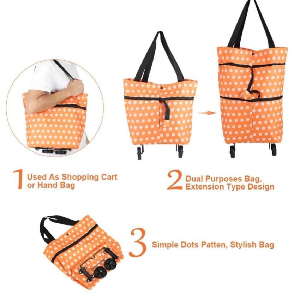 Foldable Shopping Trolley Bag with Dual Wheels