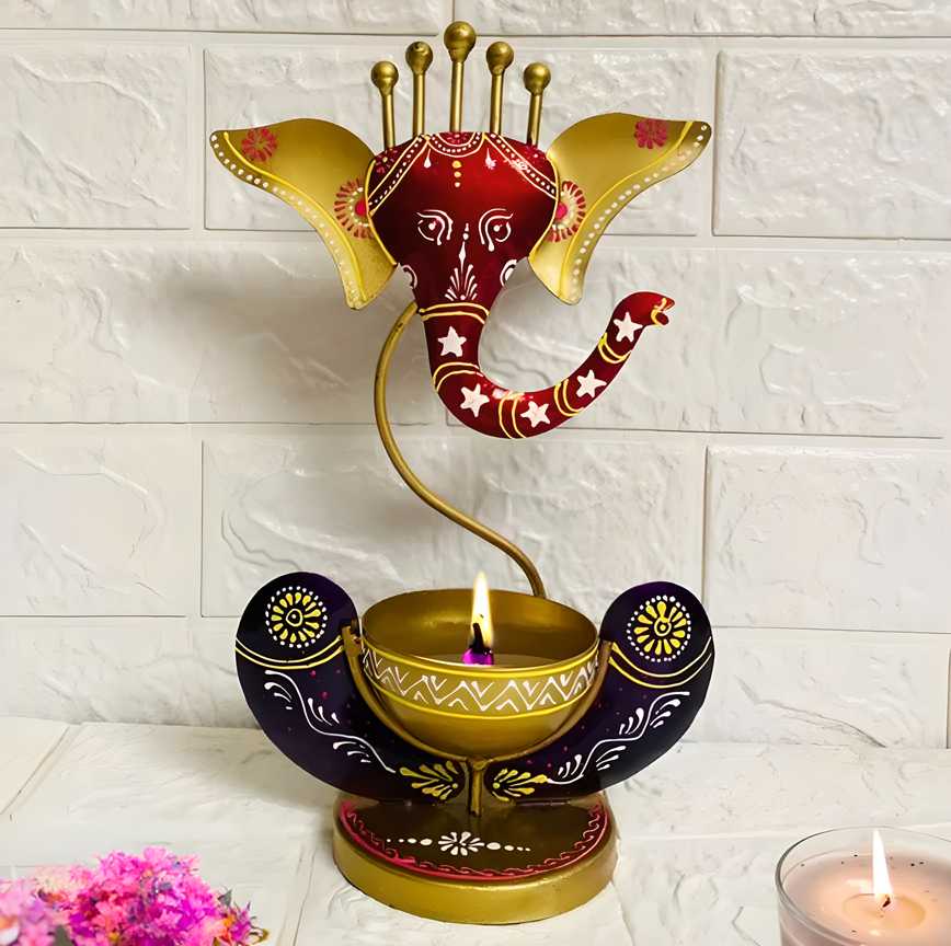 Lord Ganesha with Tealight Candle Holder