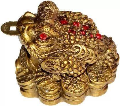 Vastu / Feng Shui / Three Legged Frog With Coin For Health, Wealth And Happiness