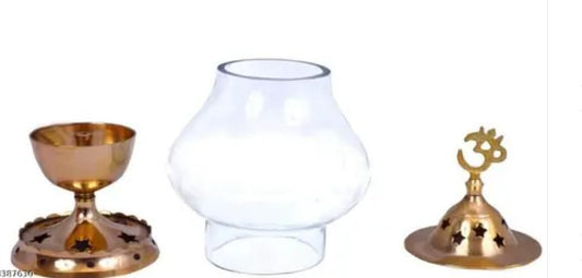 Brass Akhand Diya with Borosilicate Glass
