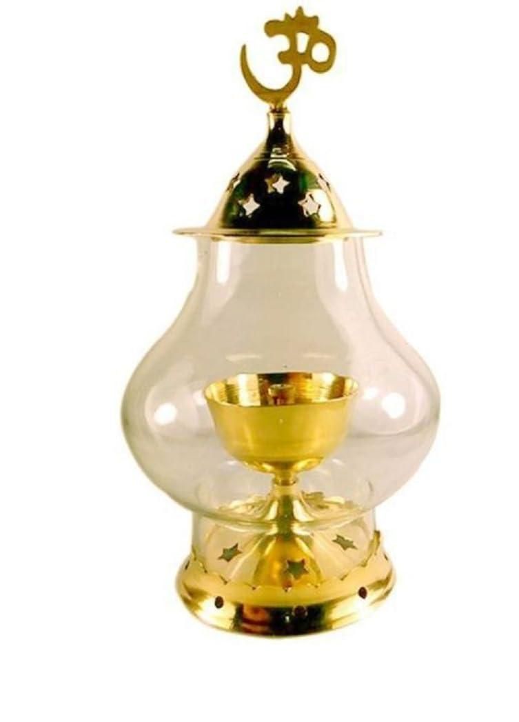 Brass Akhand Diya with Borosilicate Glass