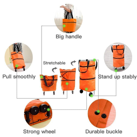 Foldable Shopping Trolley Bag with Dual Wheels