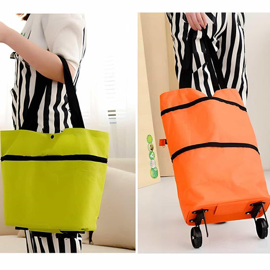 Foldable Shopping Trolley Bag with Dual Wheels