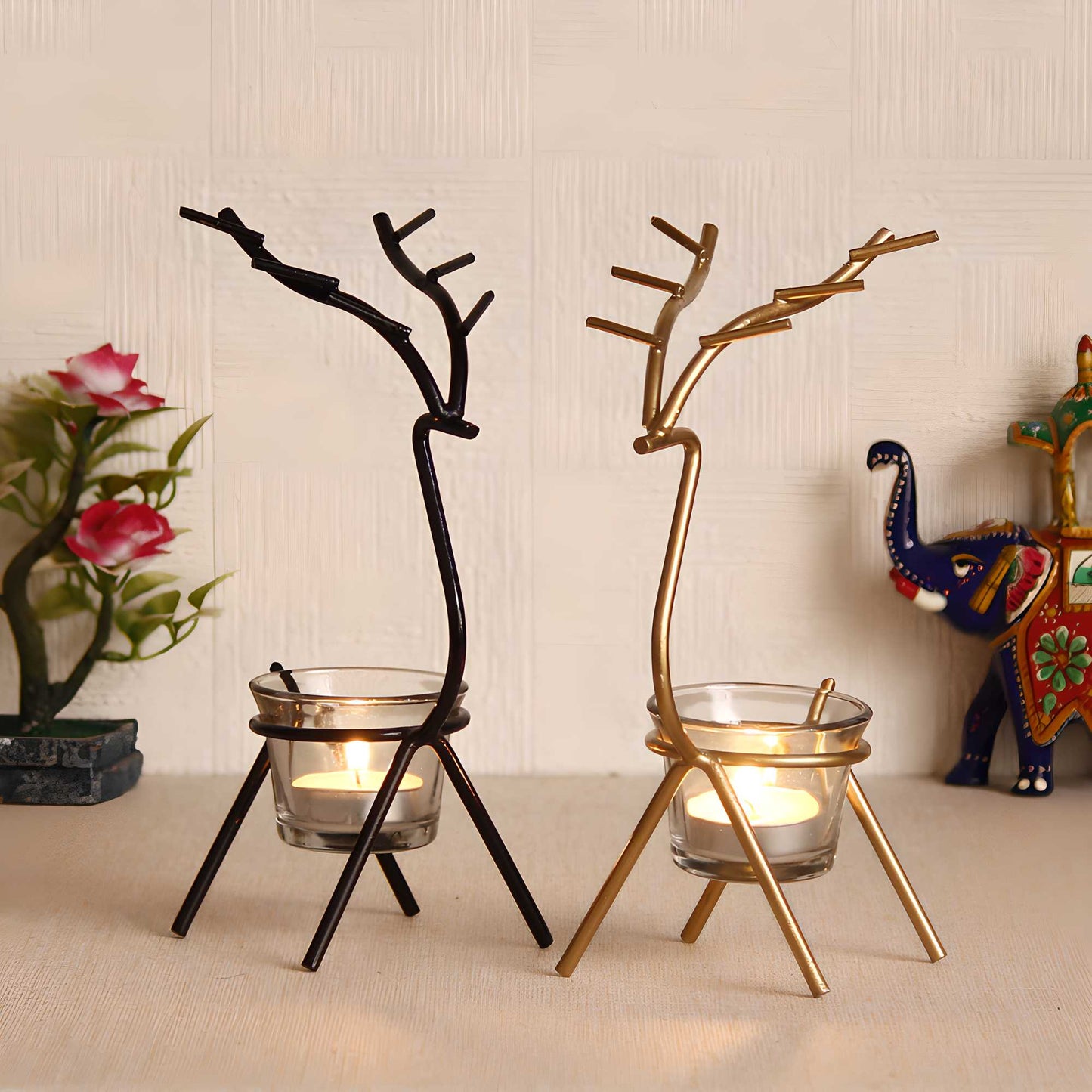 Deer Shape Metal Decor with Tea Light Holder