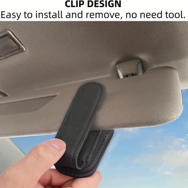 Leather Car Visor Sunglass Holder