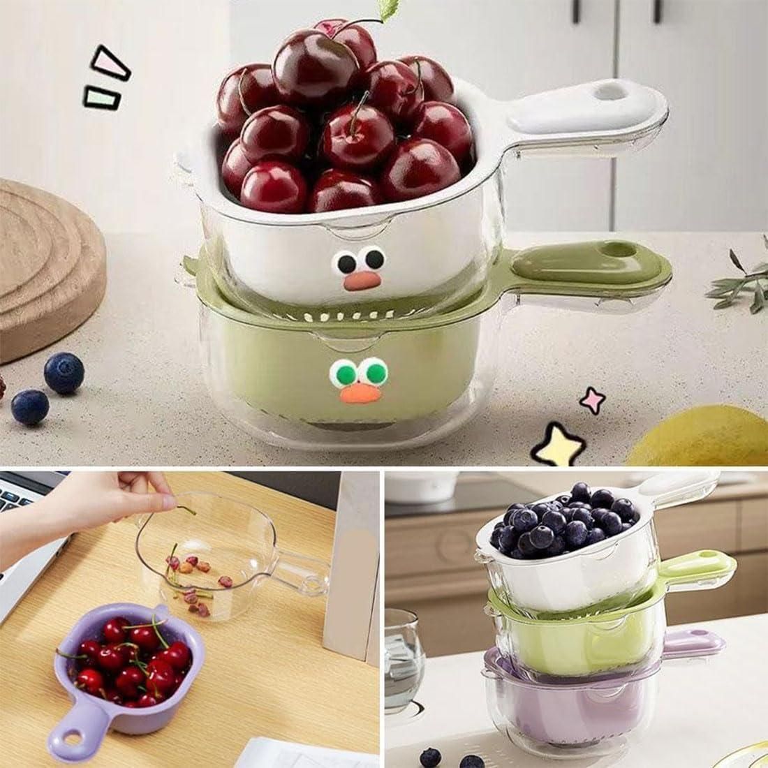 Dual-Layer Veggie & Fruit Draining Basket with Handle