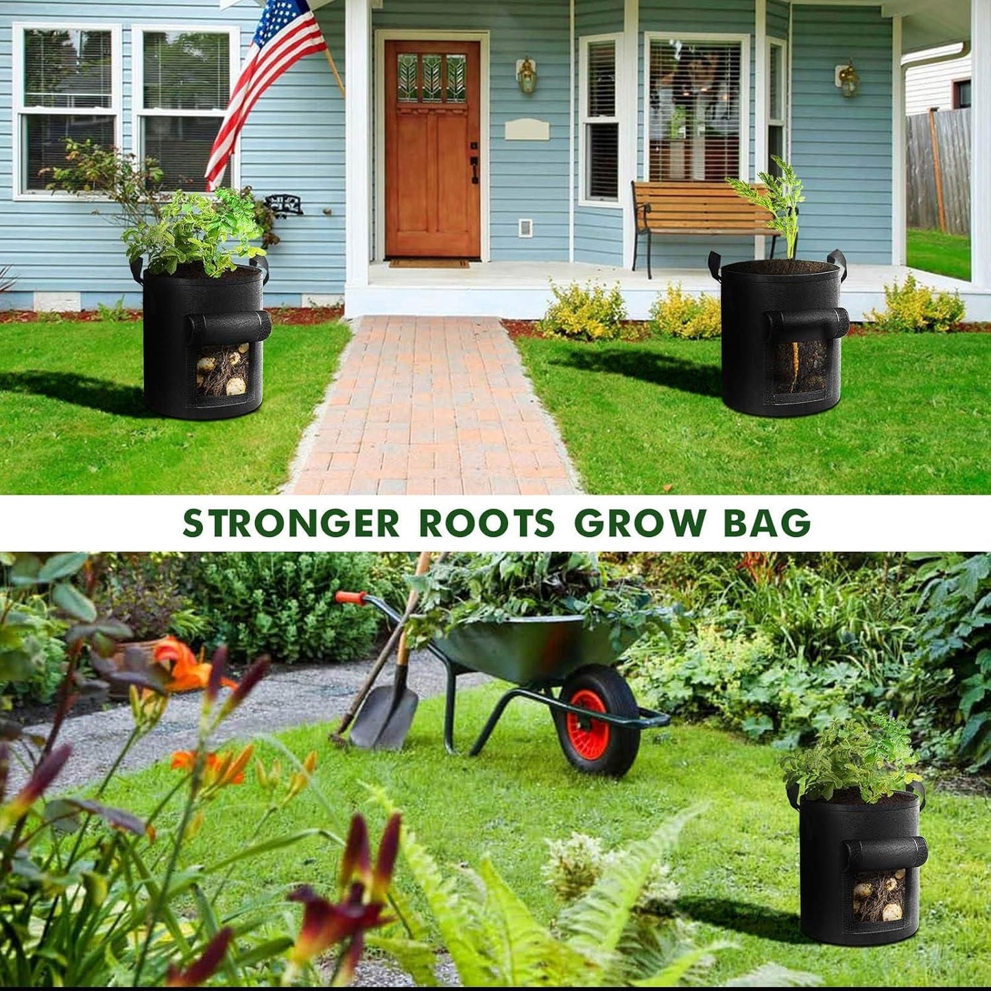 Grow Bag with Harvest Window for Root Vegetables