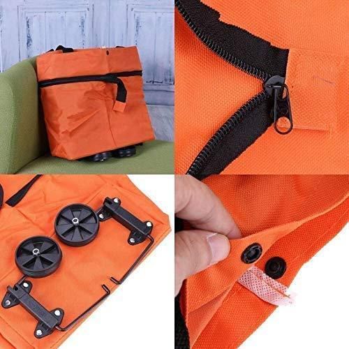 Foldable Shopping Trolley Bag with Dual Wheels